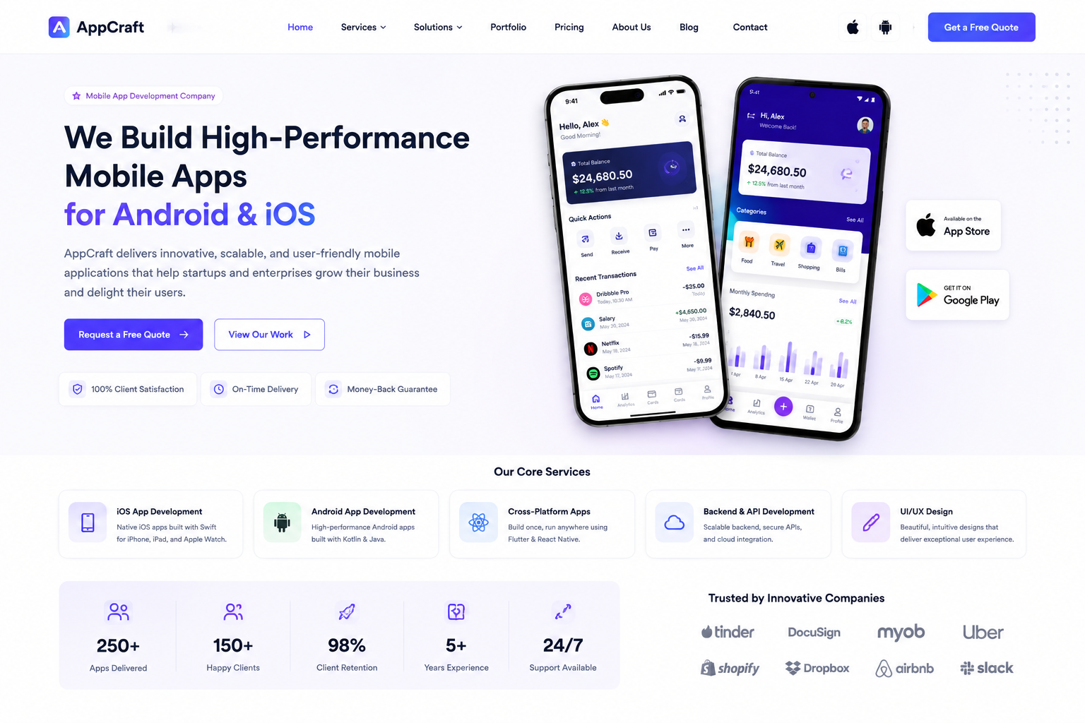 Mobile App Android and iOS website